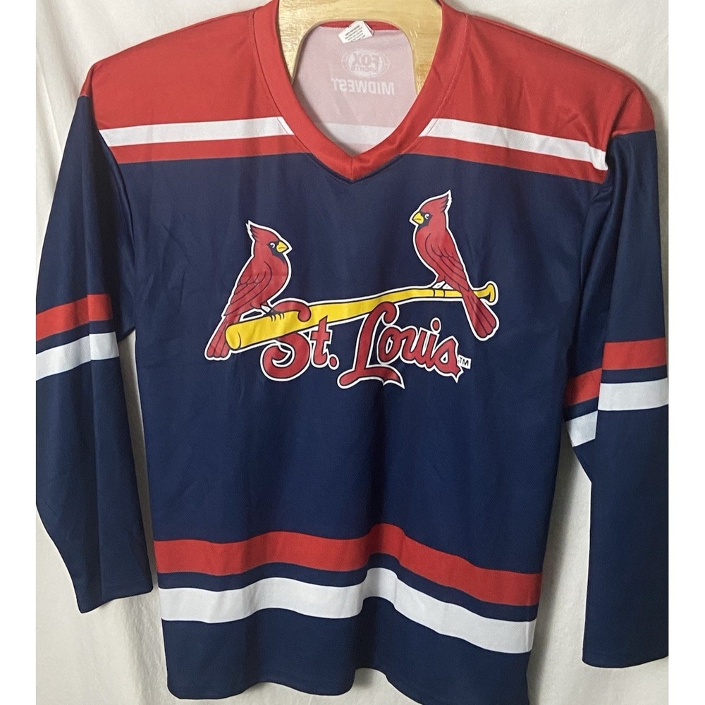St Louis Cardinals Hockey Style Jersey Shirt Long Sleeve Adult XL Fox Sports